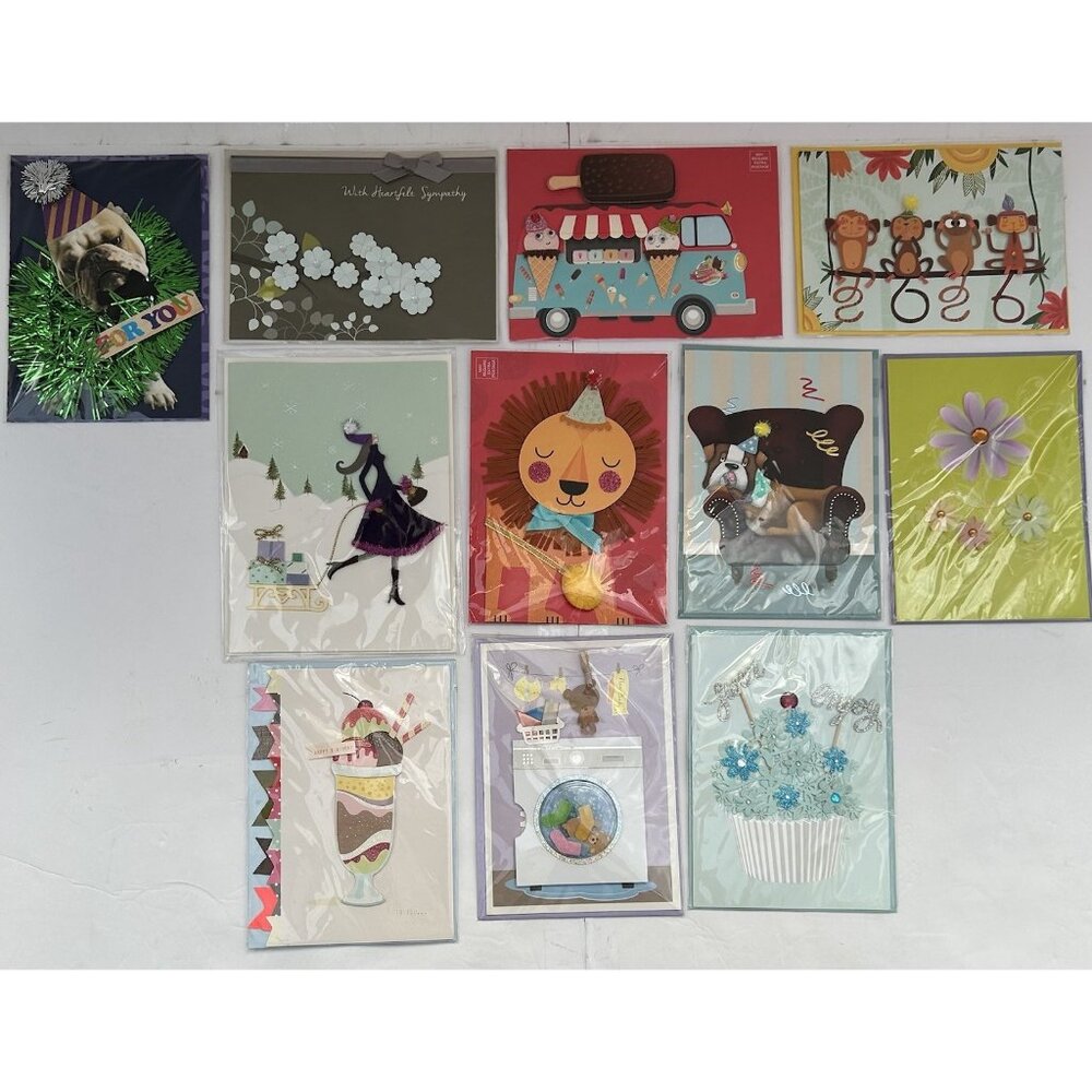 Burgoyne Lot of 11 3D Greeting Cards Birthday Thank You Blank Floral Gift Presen